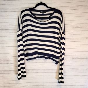 LULU'S Navy & White Striped Bell Sleeve Sweater, sz SM/MED